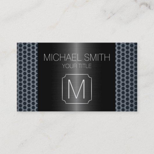 Gray Luxury Stainless Metal Monogram Visitekaartje (Voorkant)