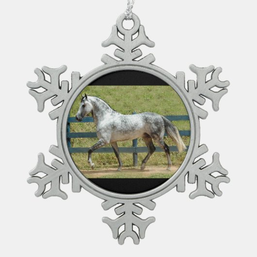 Gray Mangalarga Stallion Kerstannament Tin Sneeuwvlok Ornament (Voorkant)