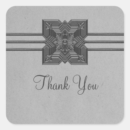 Gray Medallion Border Dank u Stickers (Voorkant)