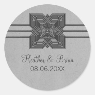 Gray Medallion Border Weddenkers Ronde Sticker