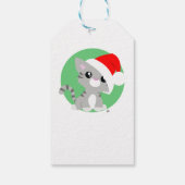 Gray Meowy Kat met kerstcadeaus Labels Cadeaulabel (Achterkant)