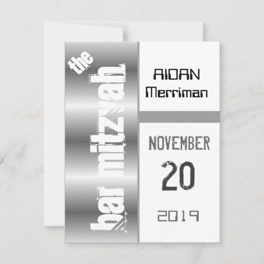 Gray Metallic Bar Mitzvah Kaart (Voorkant)