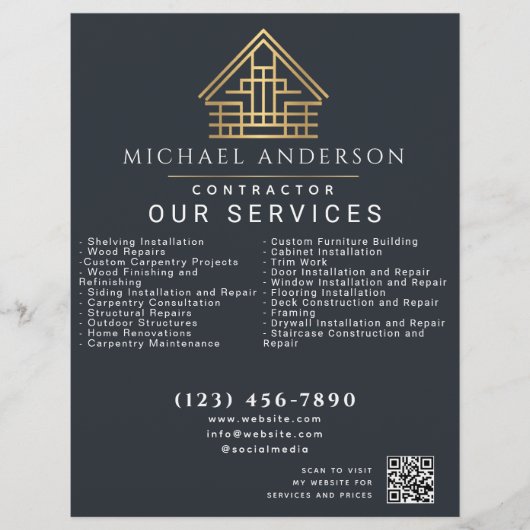 Gray Minimal Home Building Construction QR Code Flyer (Voorkant)