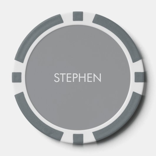 Gray minimalist custom name  poker chips (Voorkant)