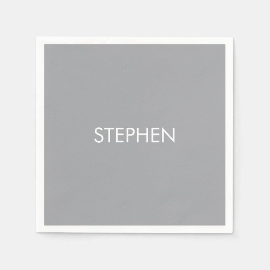 Gray minimalist custom name  servet (Voorkant)