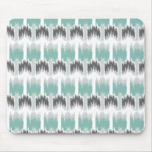 Gray Mint Aqua Modern Abstract Floral Ikat Pattern Muismat