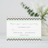 Gray Mint Chevron RSVP-bruiloft RSVP Kaartje (Staand voorkant)