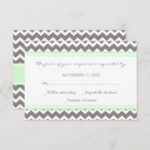 Gray Mint Chevron RSVP-bruiloft RSVP Kaartje (Voorkant / Achterkant)