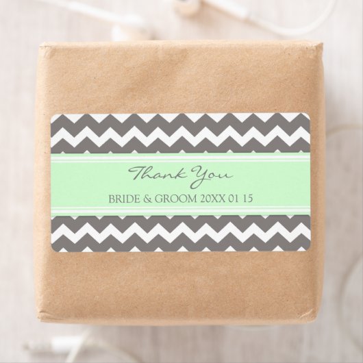 Gray Mint Chevron Wedding Labels (Insitu)