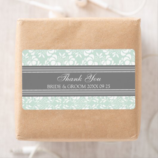 Gray Mint Damask Wedding Labels (Insitu)