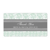 Gray Mint Damask Wedding Labels (Voorkant)