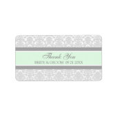 Gray Mint Damask Wedding Labels (Voorkant)