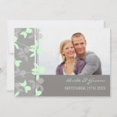Gray Mint Floral Foto Weddenschap Kaarten (Achterkant)