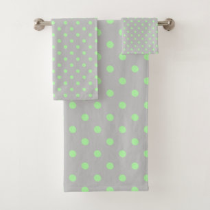 Gray Mint Green Polka Dot Bad Handdoek