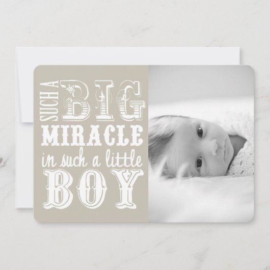 Gray Miracle Boy | Faire-part de naissance photo (Devant)