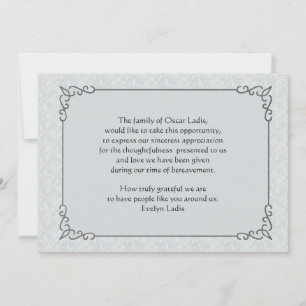 Gray Mist Bereavement Hartelijk dank Notitiekaartje