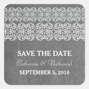 Gray Modern Bohemian Save the Date Stickers