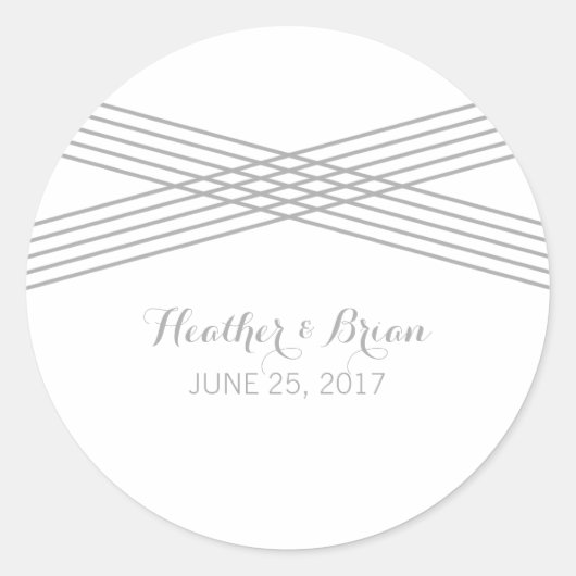 Gray Modern Deco Wedding Stickers (Voorkant)