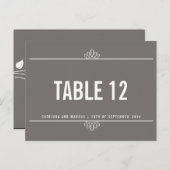 Gray Modern Floral Wedding Table Number Briefkaart (Voorkant / Achterkant)