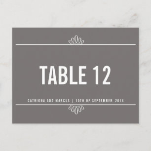 Gray Modern Floral Wedding Table Number Briefkaart