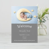 Gray Modern Foto geboorteaankondiging Aankondiging (Staand voorkant)