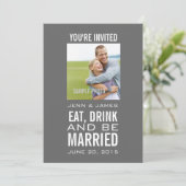 Gray Modern Foto Wedding Kaart (Staand voorkant)