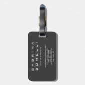Gray Modern Monogram Minimalist Chic Bagagelabel (Achterkant verticaal)