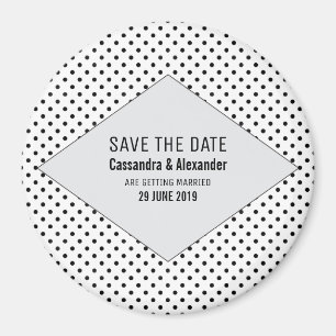 Gray Modern Polka Dots Save the Date Magneet