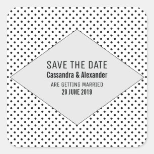 Gray Modern Polka Dots Save the Date Vierkante Sticker