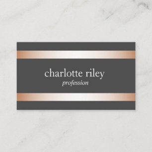 Gray Modern Roos Gouden Strepen Stijlvol Visitekaartje