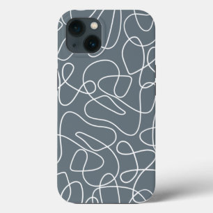 Gray Modern Wavy Lines Pattern iPhone 13 Hoesje