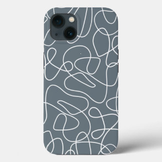 Gray Modern Wavy Lines Pattern iPhone 13 Hoesje