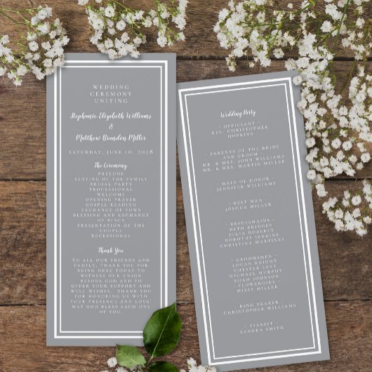 Gray Modern Wedding Service Ceremony Minimalist Pr Programma