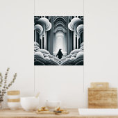 Gray Monochromatic Lovey Baby Penguin Art Déco (Cuisine)