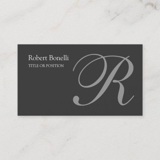 Gray Monogram Chic Visitekaartje (Voorkant)