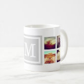 Gray Monogram Instagram Foto Collage Mok (Voorkant rechts)