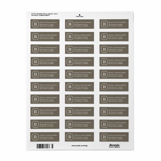 Gray Monogram Labels (Full Sheet)