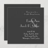 Gray Monogram van de Moderne Steenklok Uitnodiging (Voorkant / Achterkant)