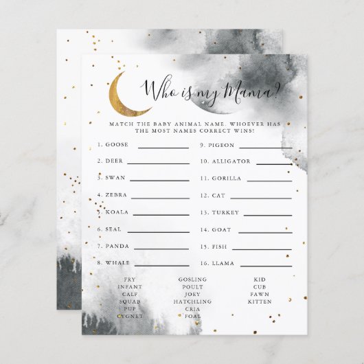 Gray Moon, mijn Baby shower-spel (Voorkant / Achterkant)