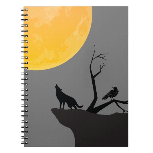 Gray Moon Wolf Raven Notes Notitieboek (Voorkant)