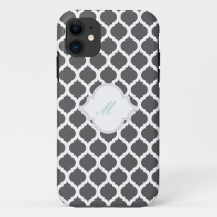 Gray Moroccan Pattern met Monogram iPhone 5 Hoesje