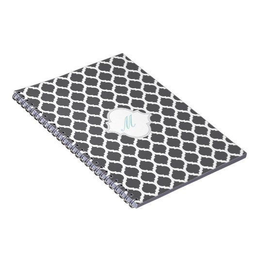 Gray Moroccan Pattern met Monogram Notitieboek (Rechterzijde)