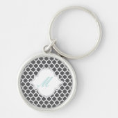 Gray Moroccan Pattern met Monogram Sleutelhanger (Voorkant)
