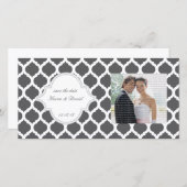 Gray Moroccan Pattern Save the Date Photo Cards (Voorkant / Achterkant)