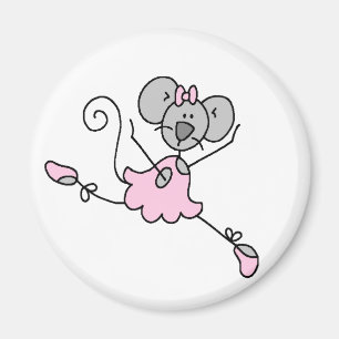 Gray Mouse Ballerina Magnet Magneet