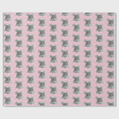 Gray Mouse op Polka Dots Cadeaupapier (Vlak)