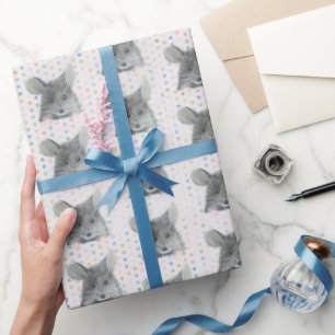 Gray Mouse op Polka Dots Cadeaupapier