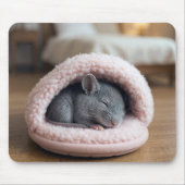 Gray Mouse Sleeping in a Pink Slipper Muismat (Voorkant)