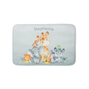 Gray Munt Waterverf Cute Safari Oerwouden Badmat
