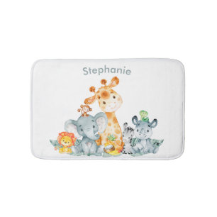 Gray Munt Waterverf Cute Safari Oerwouden Badmat